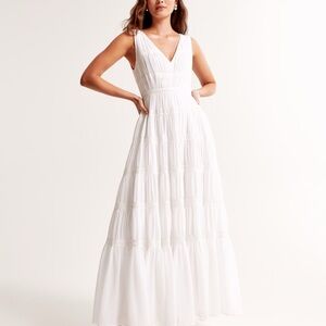 Abercrombie & Fitch White Tiered Lace Maxi Dress